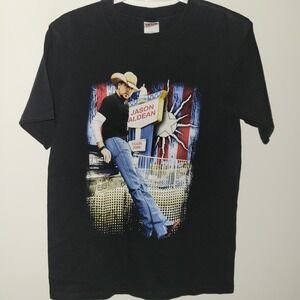 Jason Aldean 2008 Tour T-Shirt Men's Size Small Black Double Sided Country Music